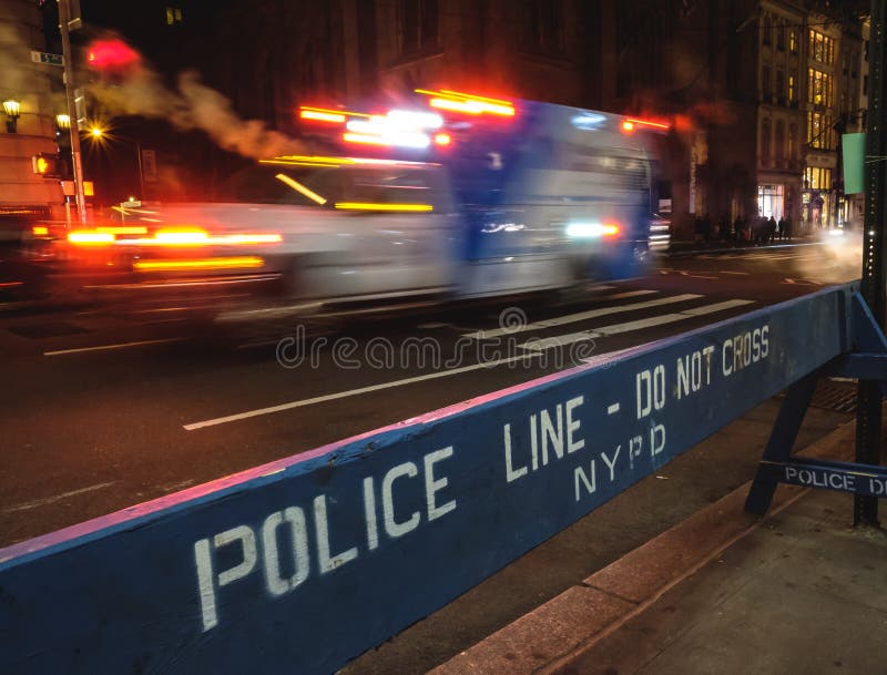 Ambulance at full speed in New York City stock image Ambulance at full speed in New York City stock image