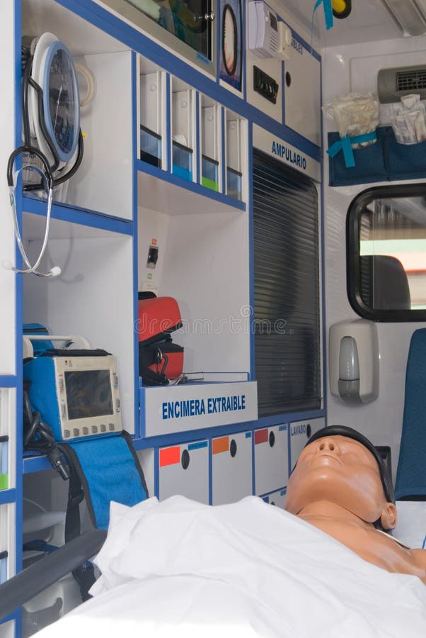 Ambulance Perfectly Equipped with Emergency Equipment and Dummy for