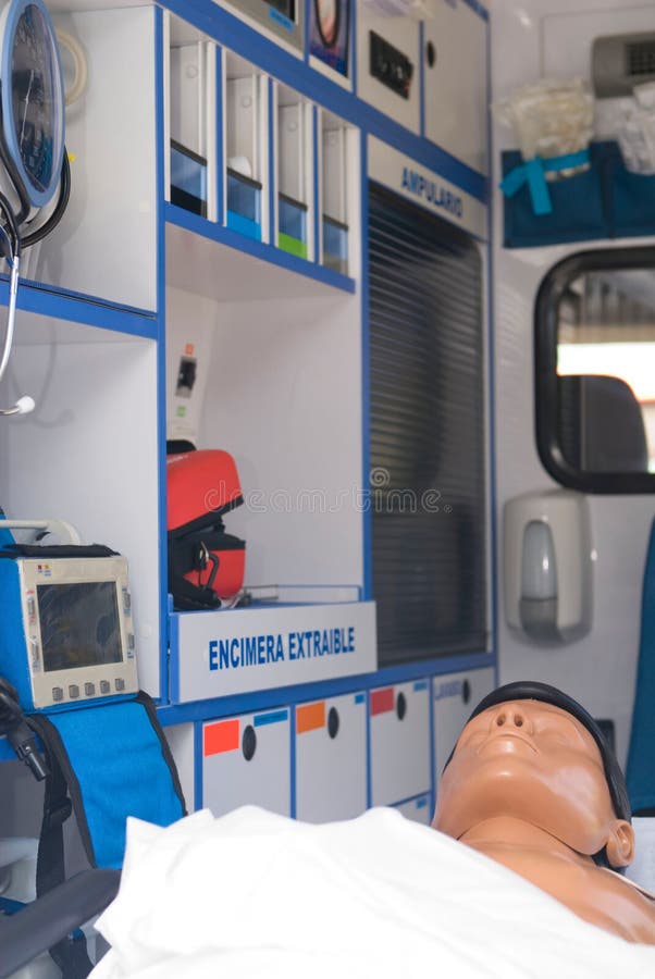 Ambulance Perfectly Equipped with Emergency Equipment and Dummy for
