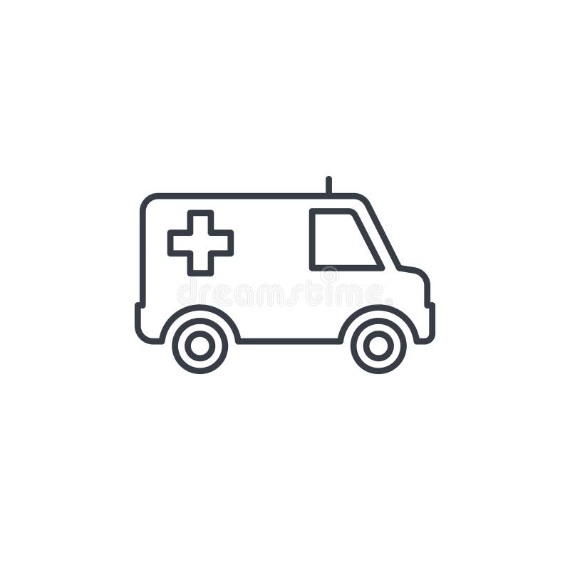 Ambulanza, linea sottile icona dell'automobile medica Simbolo lineare di vettore