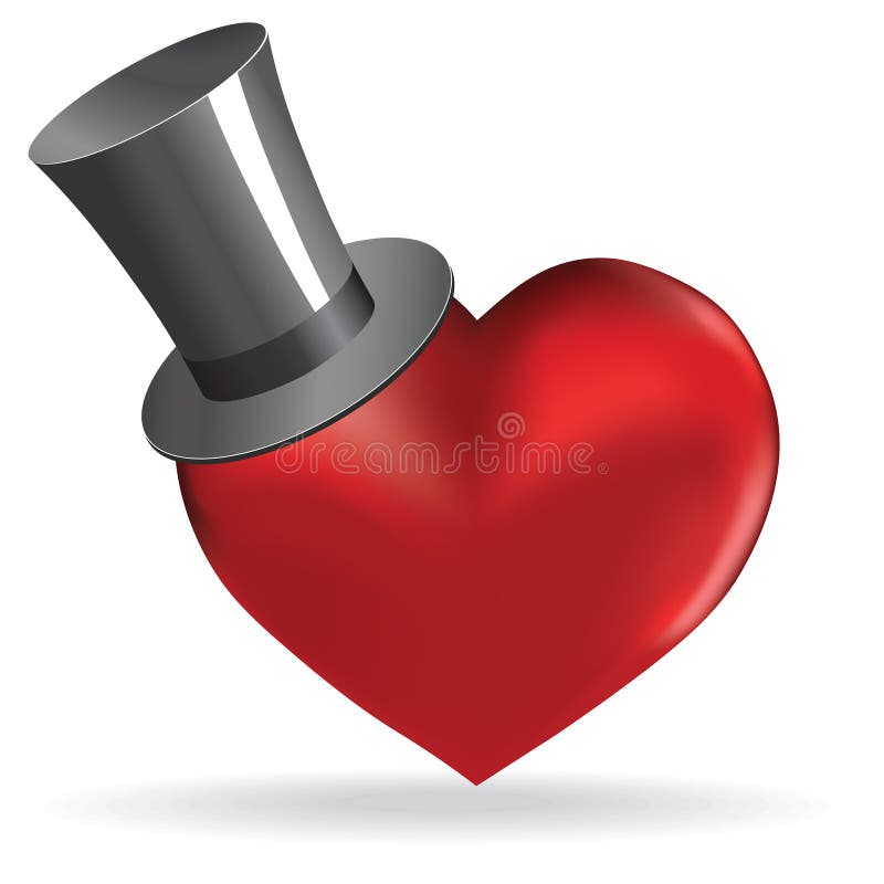 Ame o coração no fundo bonito do Valentim do chapéu. ilustração royalty free Ame o coração no fundo bonito do Valentim do chapéu. ilustração royalty free