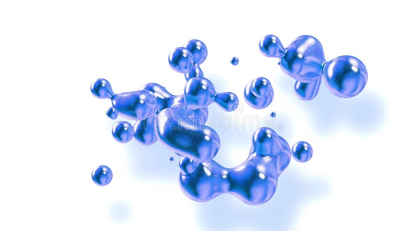 Amender l'arrière-plan abstrait des métaballs comme si le verre tombait ou des sphères remplies de reflets bleus fusionnaient et illustration libre de droits