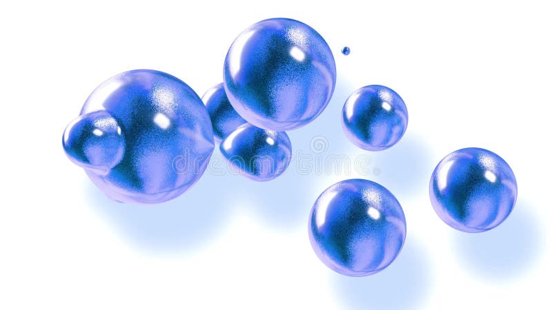 Amender l'arrière-plan abstrait des métaballs comme si le verre tombait ou des sphères remplies de reflets bleus fusionnaient et illustration libre de droits
