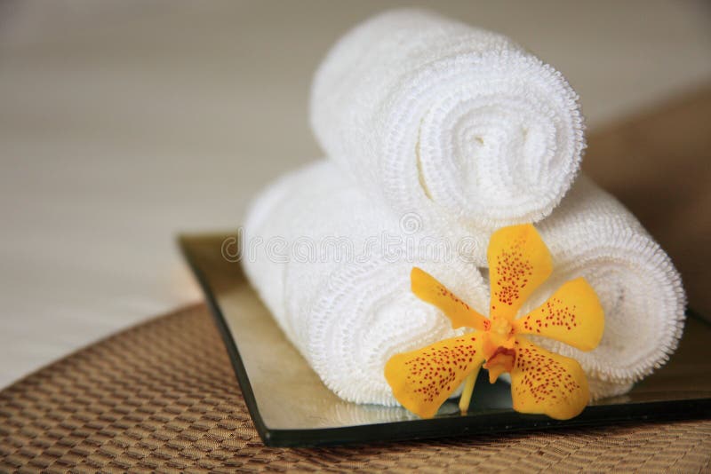 Hotel towels stock photo. Image of towels, lilies, washing 1135856