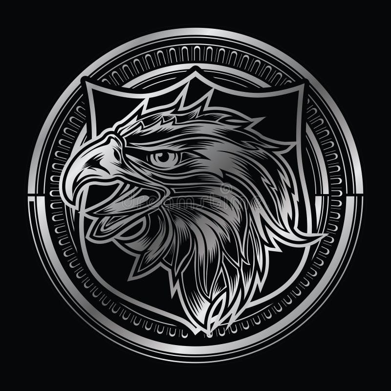 Head Eagle Head On Circle Silver Logo Vector Stock Vector Illustration Of Military Star