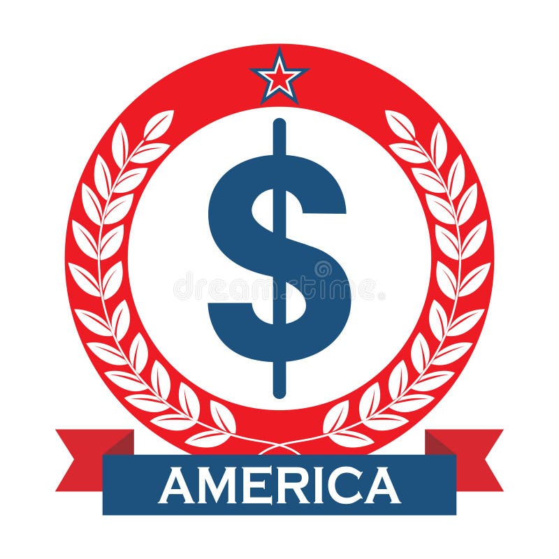 America dollar label. Vector illustration decorative background design