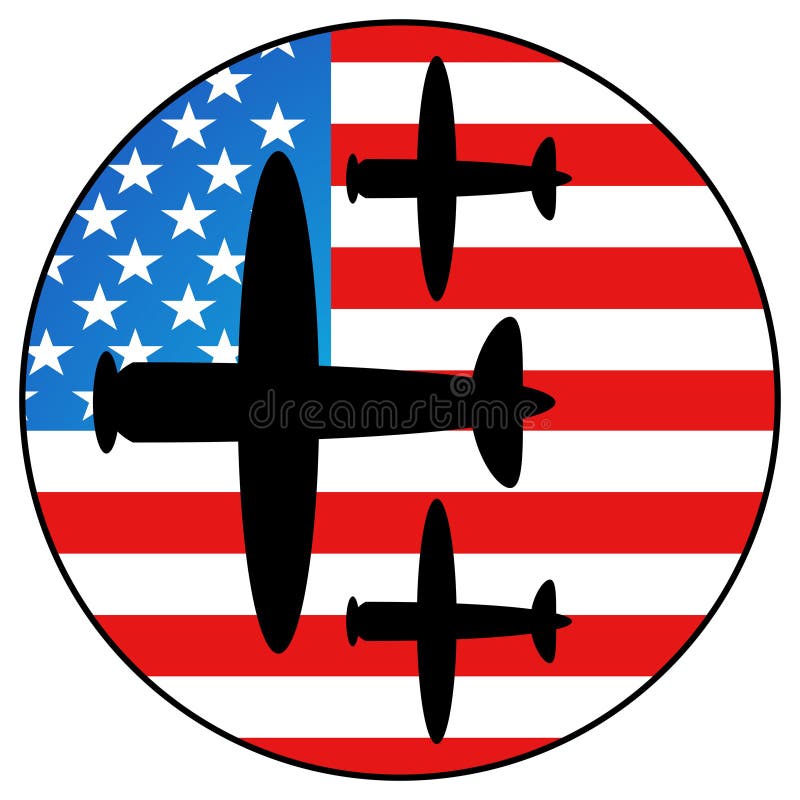 America Flag and Fighter Airplane