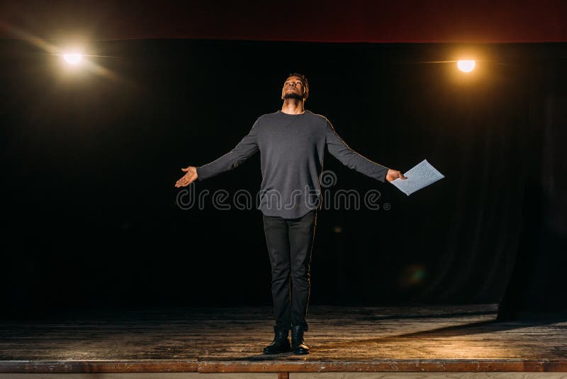 American Actor Holding Scenario and Standing Stock Image - Image of ...