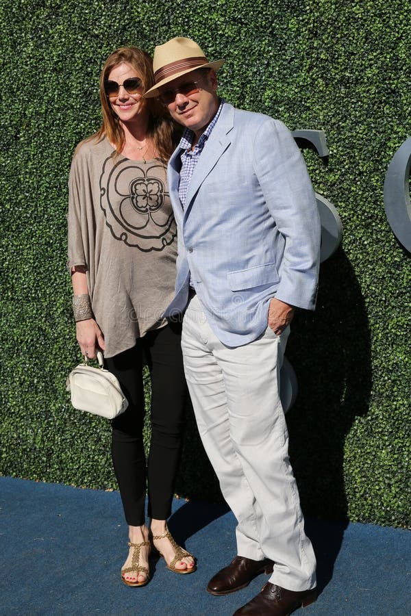 American actor James Spader with his wife Leslie Stefanson at the red carpet before US Open 2016 men`s final match royalty free stock images