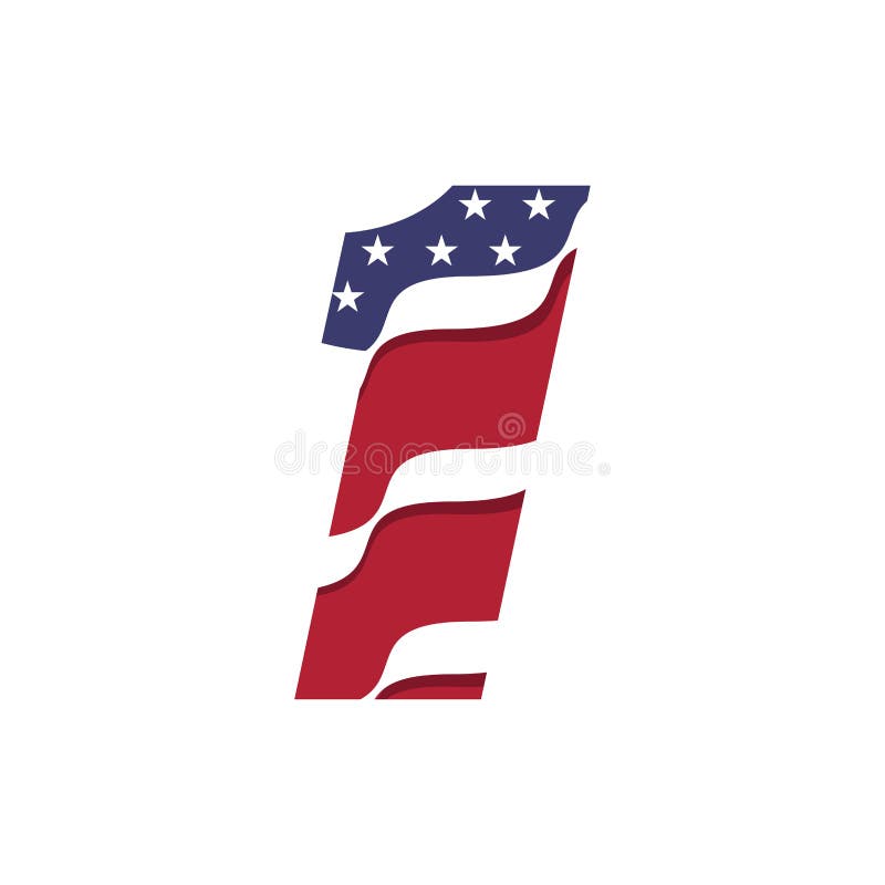 American Number Flag Logo One Stock Illustration - Illustration of