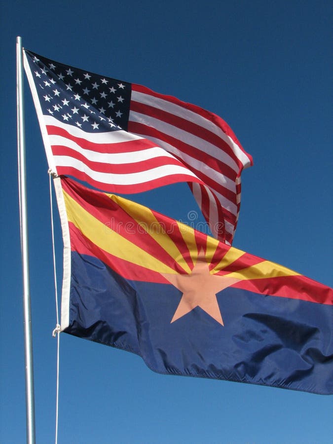 American/Arizona flags stock image. Image of sign, blowing - 3924813
