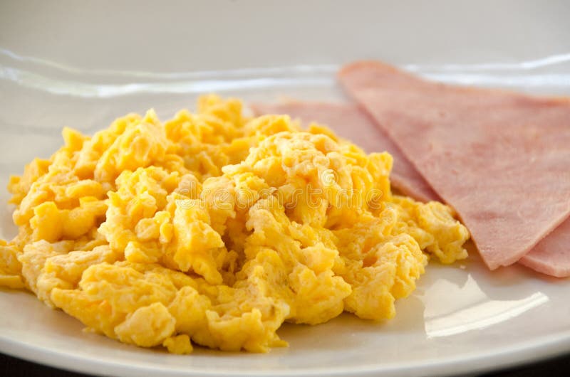 American Breakfast with Scrambled Egg. Stock Photo Image of american