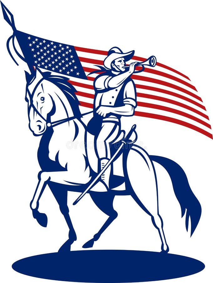Download American Cavalry Bugle Flag Stock Illustration ...