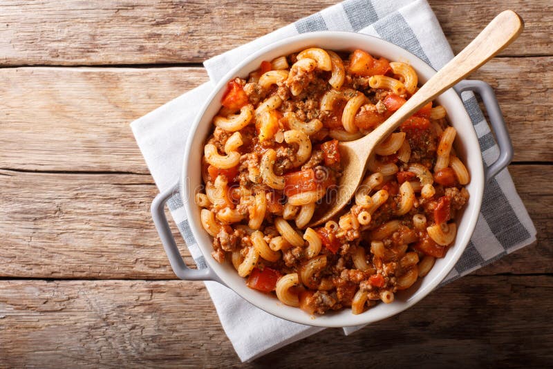 American chop suey, american goulash, with elbow pasta, beef and royalty free stock photo American chop suey, american goulash, with elbow pasta, beef and royalty free stock photo