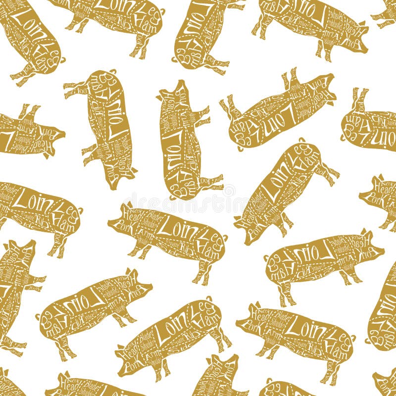 American cuts of pork seamless pattern royalty free illustration