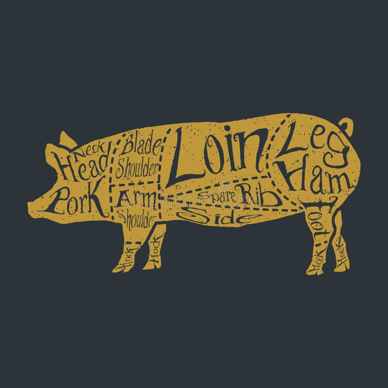 American cuts of pork royalty free illustration
