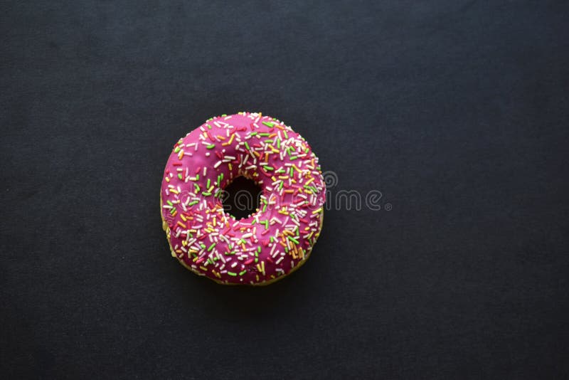 American Delicious Donuts on a Black Background Stock Image Image of