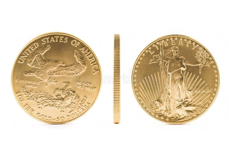 American eagle gold coin $50 pure gold 1 oz. stock image