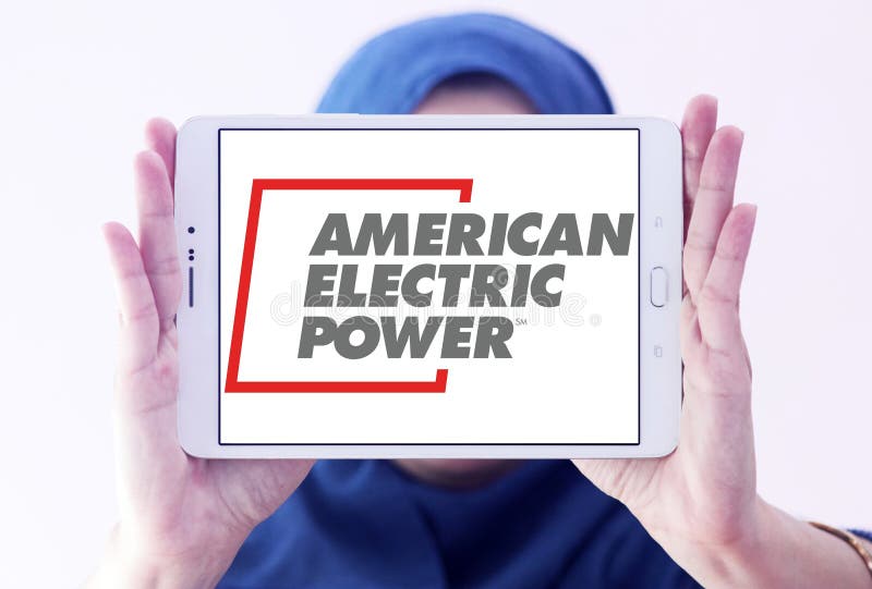 Logo of energy and home services company American Electric Power, AEP on samsung tablet holded by arab muslim woman. Logo of energy and home services company American Electric Power, AEP on samsung tablet holded by arab muslim woman