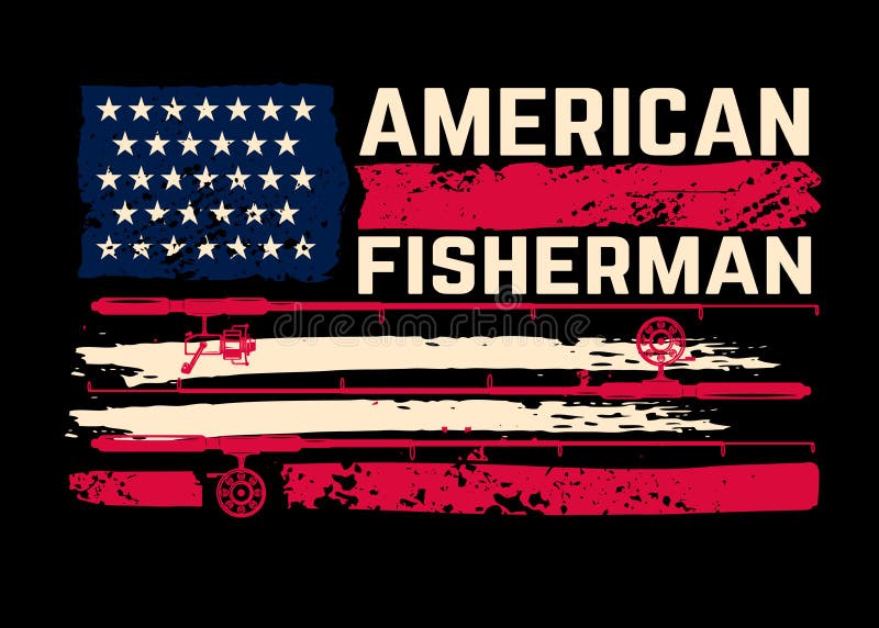 American Fisherman. American Flag with Fishing Rods. Design