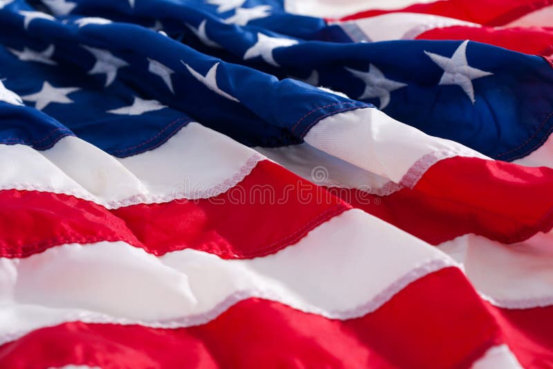 American flag. Draped or folded American flag. Draped or folded
