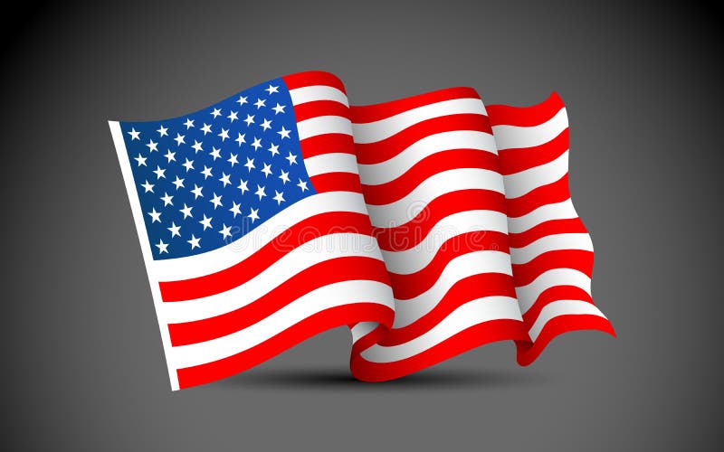 Illustrazione di sventolando la Bandiera Americana sullo sfondo scuro.