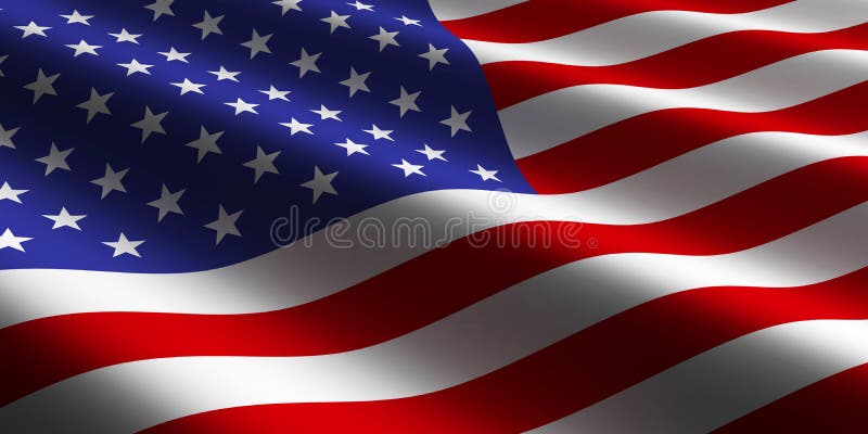 Americká vlajka poletují ve větru.