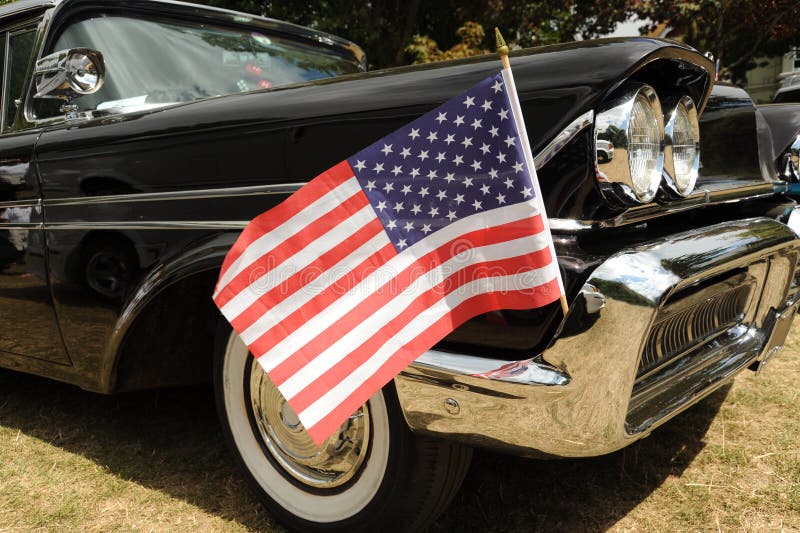 American Flag and Car stock image. Image of american 20003505