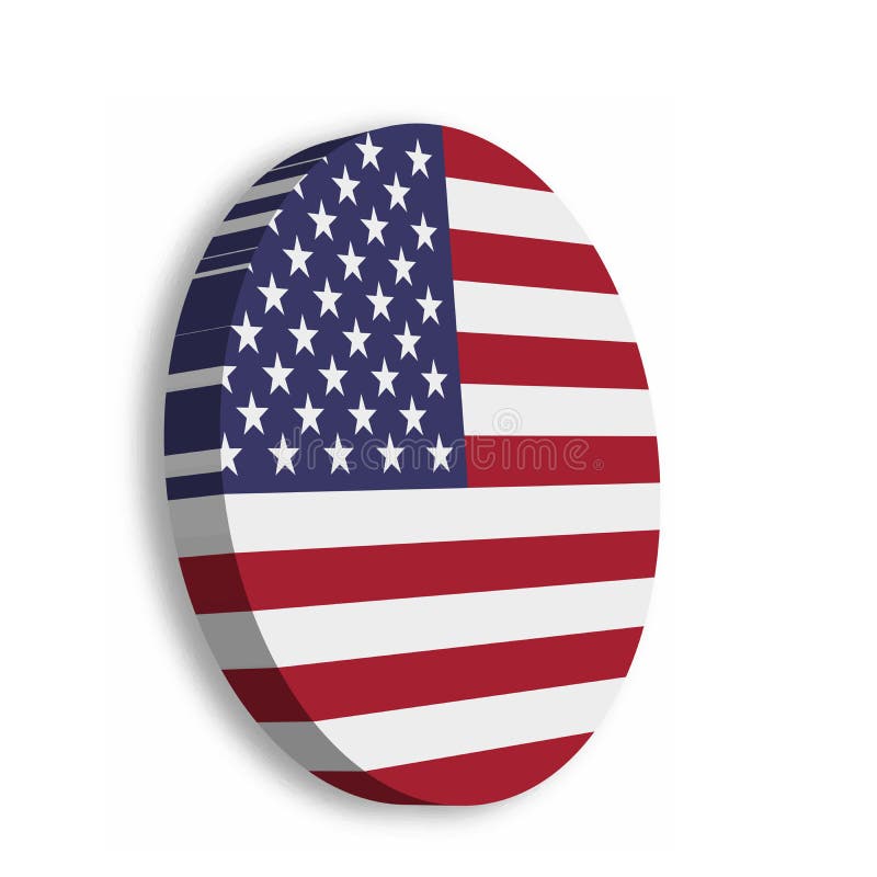 American flag circle 3D button with dropped shadow on white background. United States of America, USA, theme. Vector stock illustration American flag circle 3D button with dropped shadow on white background. United States of America, USA, theme. Vector stock illustration