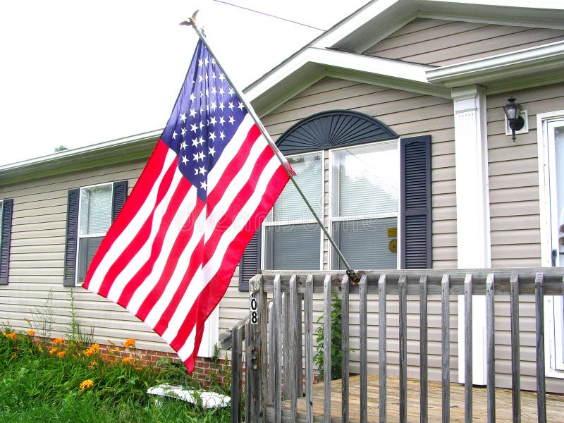 American Flag on Front Porch