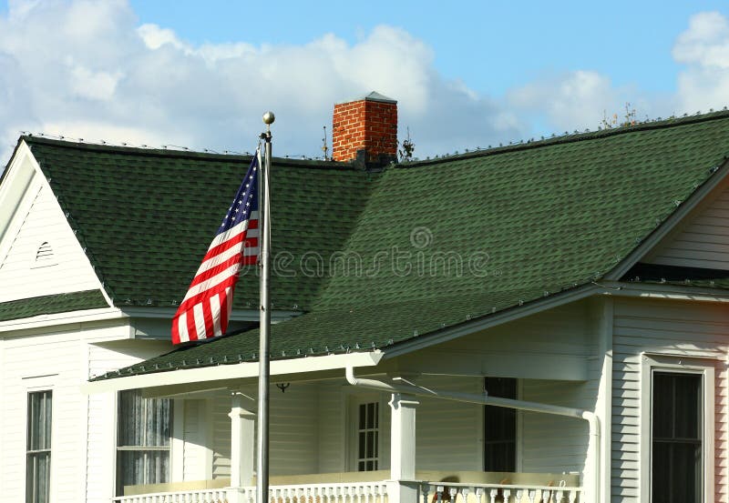 American Flag by Green Shingles House