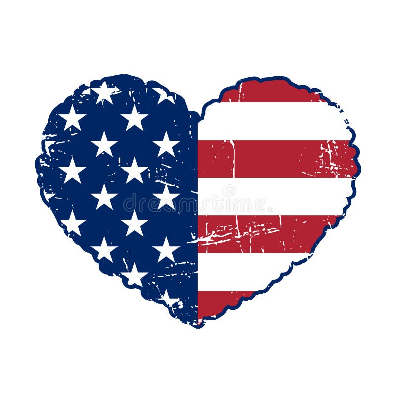 American flag heart grunge