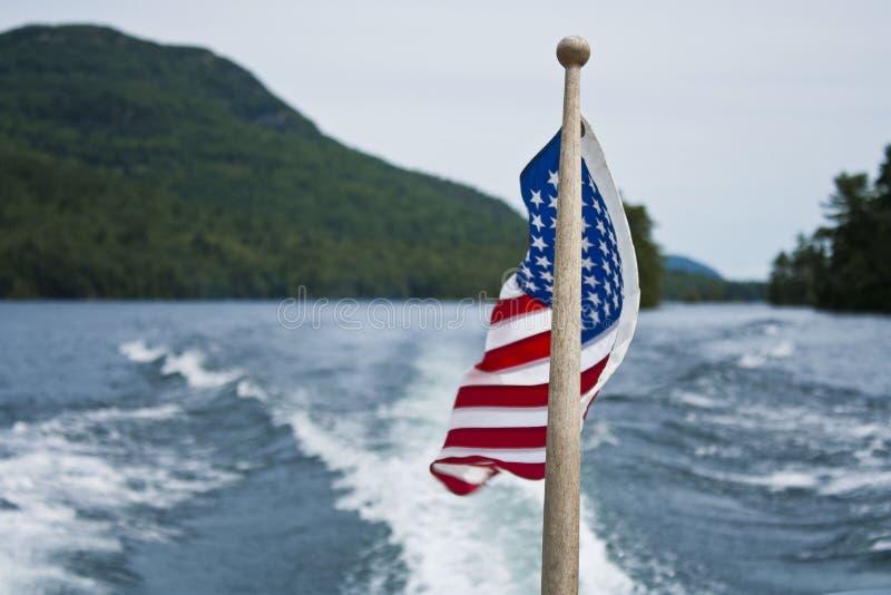 American Flag On Boat With Wake Stock Image Image of american, marine