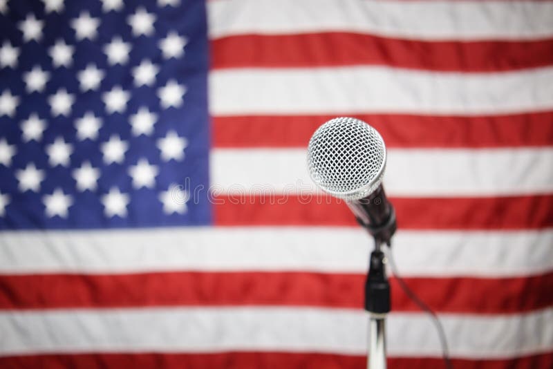 American Flag And Microphone Stock Image Image of microphone, blue