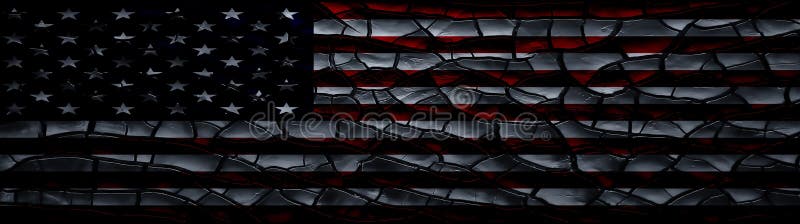 American flag on a scaly bumpy surface. Game of light and darkness on an ancient background. United States Flag royalty free illustration