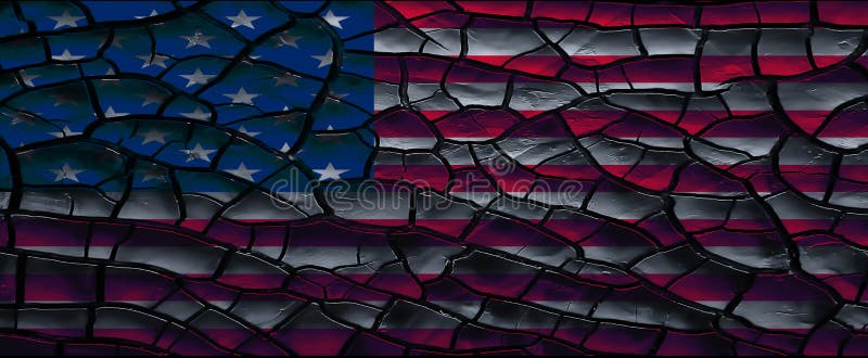 American flag on a scaly bumpy surface. Game of light and darkness on an ancient background. United States Flag vector illustration