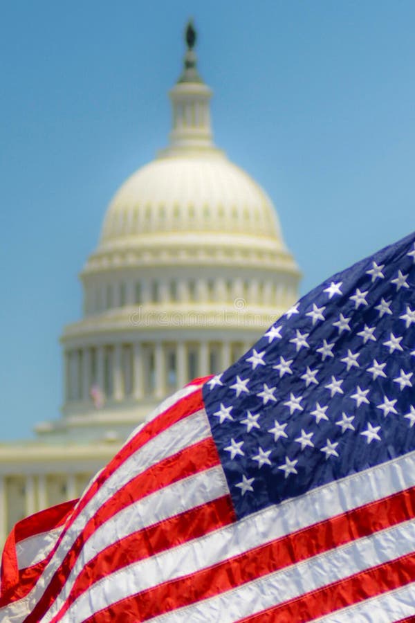 American Flag at U.S. Capitol Stock Image Image of blue, landmark
