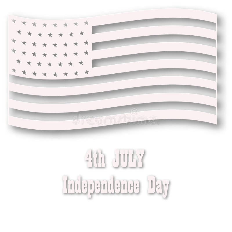 American flag in white style. Three-dimentional designed illustration for 4th july celebration. Vector art.