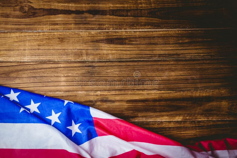 American Flag on Wooden Table Stock Photo Image of copy, people 51626040