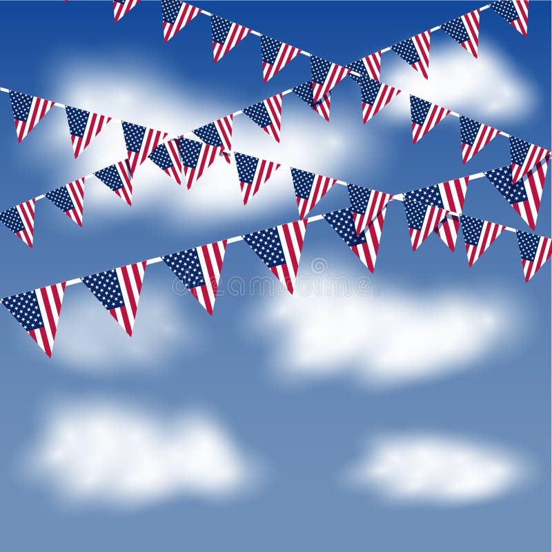 American Flags Bunting and Banners Stock Vector Illustration of