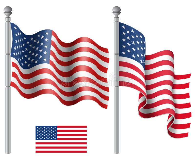 American Flags Waving vector illustration