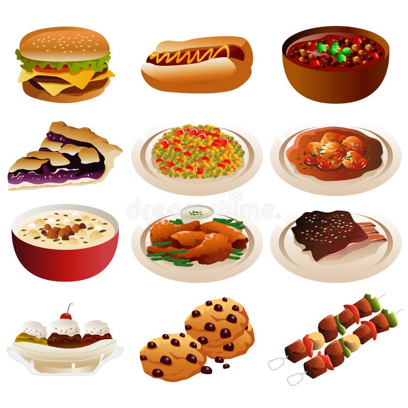 Collection of delicious American food Stock Vector