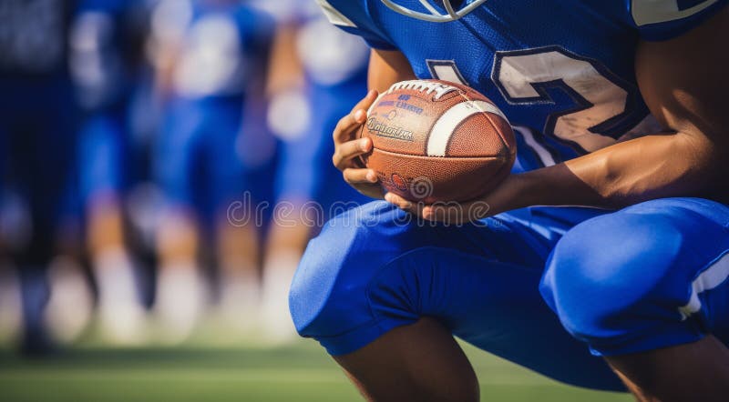 american football player kicking ball, american football ball in action, close-up of american football player, american football scene in the stadium, rugby ball