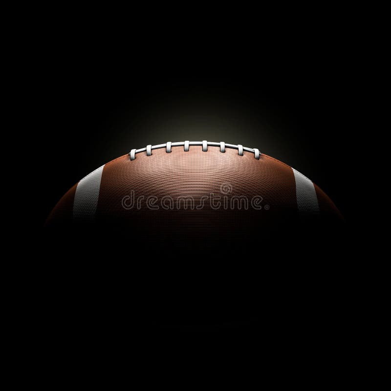 American football ball on black background