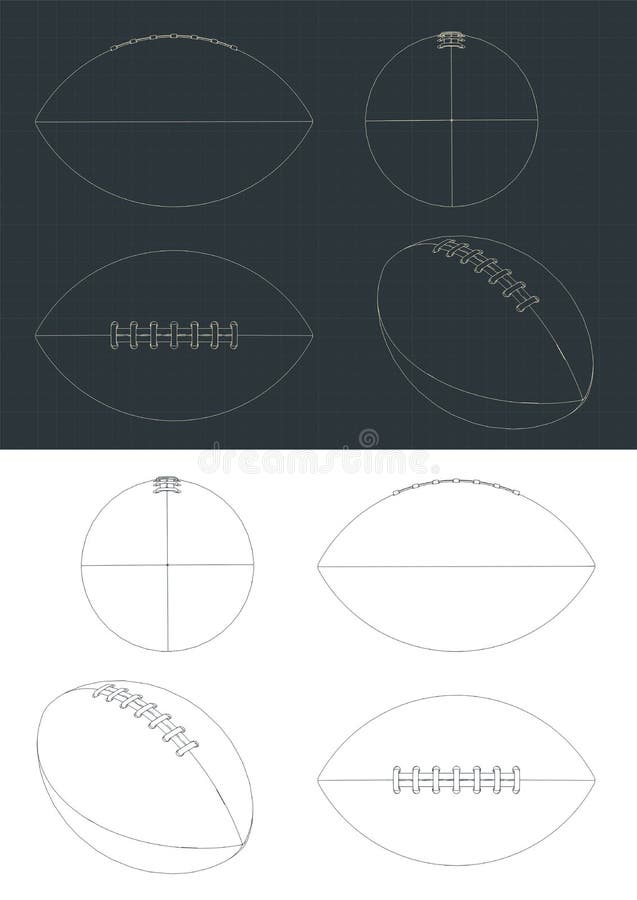 American Football Ball Blueprints Stock Vector Illustration of
