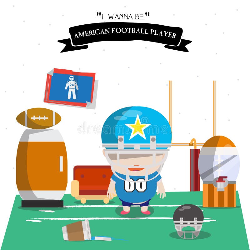 American football kid character - illustration