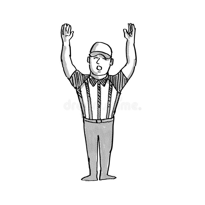 American Football Official Cartoon Black and White royalty free illustration American Football Official Cartoon Black and White royalty free illustration