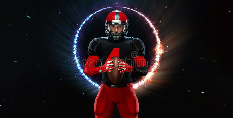 American Football Player, Athlete Sportsman in Red Helmet on Stadium  Background. Sport and Motivation Wallpaper. Stock Image - Image of player,  creative: 209160031