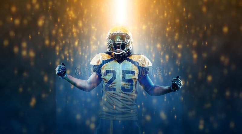 American Football Sportsman Player Isolated on Black Background Stock ...