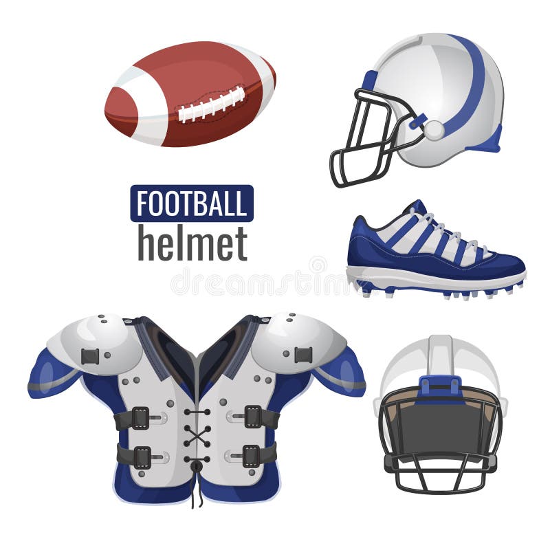 American football player outfit sportsuit vector informative poster vector illustration American football player outfit sportsuit vector informative poster vector illustration